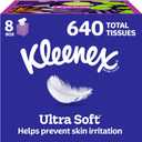 Kleenex Ultra Soft Facial Tissues, 8 Cube Boxes, 80 Tissues per Box, 3-Ply