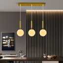 Modern Gold Pendant Light Hanging Fixture Light for Kitchen Island Mid Century with Globe Pendant Light Milk White Glass Pendant Lighting for Living Room Bedroom Entryway (3-Light), 1-Pack Straight 3-Light