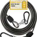 Petbobi Heavy-Duty Dog Tie-Out Cable - 20FT Extra Strong Wire Cable for Large Pets Up to 300Lbs, Rust Proof Dogs Leash with Carabiners and 360 Swivel, Pet Leads for Yard Camping Outside, Black