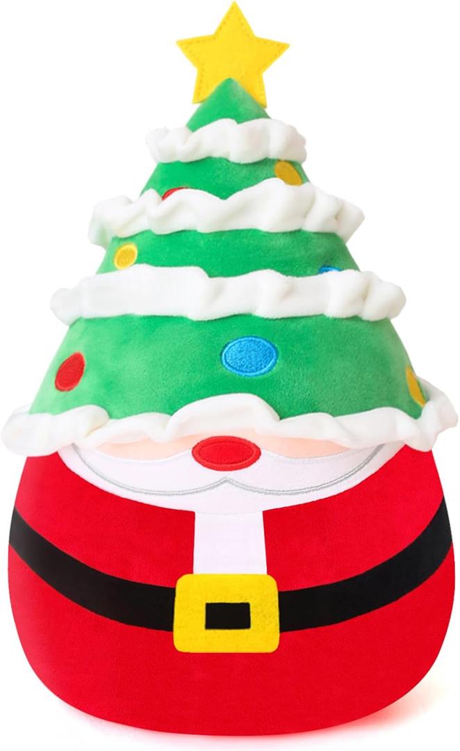 Christmas Santa Claus Plush Toys, Santa Claus Stuffed Animal Wearing Xmas Trees Hat, Christmas stuffy Creative Party Decor Gift for Kids, Girls, Baby