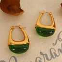 Sparklaura Chunky Gold Boho Hoop Dangle Earrings for Women 18K Gold Plated Hypoallergenic Vintage Stainless Steel Resin Drop Prom Earrings Summer Prom Maximalist Jewelry Gift