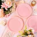WELLIFE Pink Plastic Plates 9 Inch 50 Count Disposable Plate for Party Mother's Day, Dessert Plates for Dinner Supplies Birthday Cake, 9Inch50 Guests