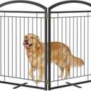 Full Metal Free Standing Dog Gate with Door for Indoor Outdoor, 48'' Extra Wide 36'' Tall Dog Gate for Doorways,Large Openings,Decks,Pet Puppy Freestanding Safety Fence(2 Panels,Black)