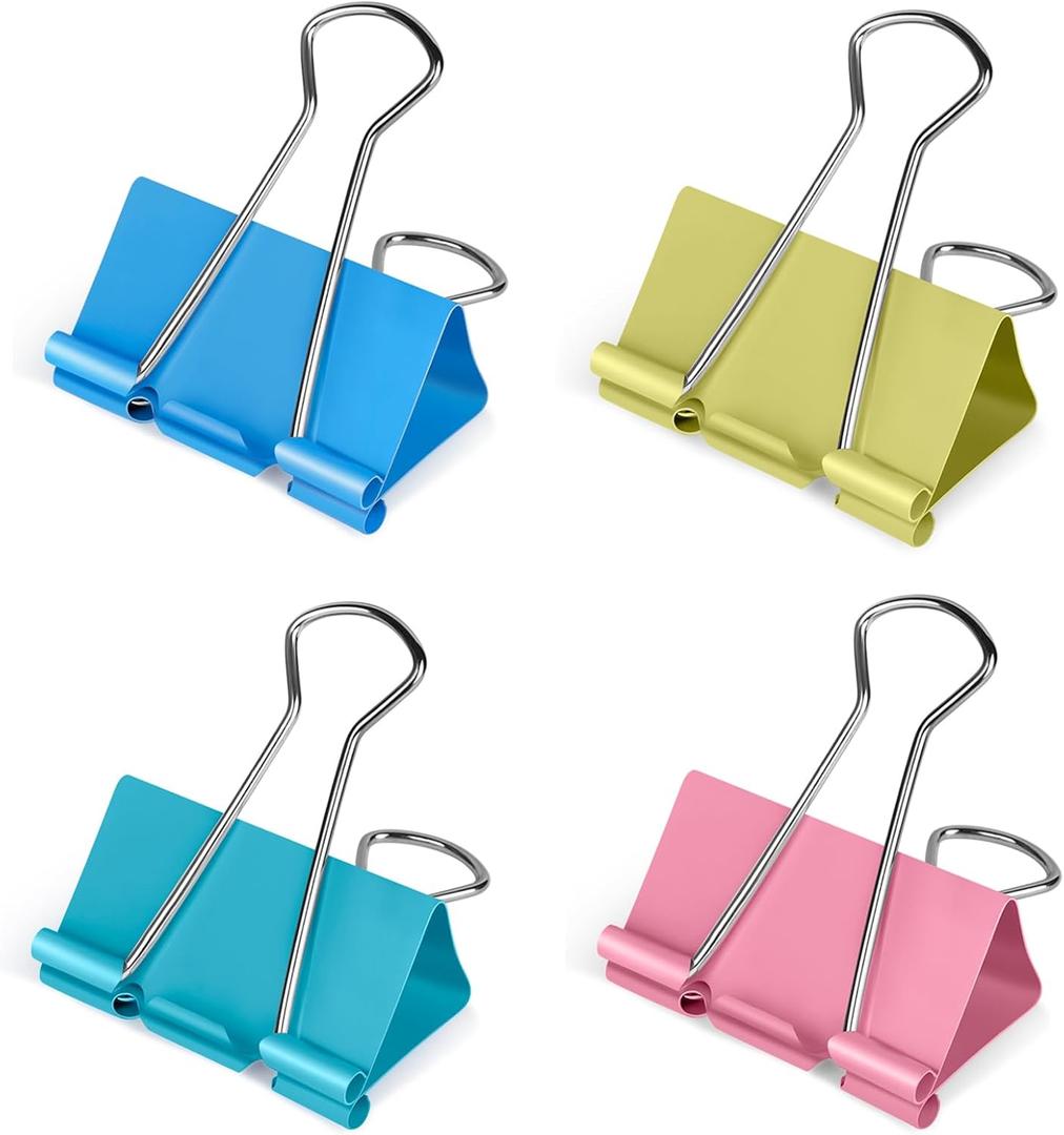 2 x 18 Pcs Extra Large Binder Clips 2 inch Length, Colorful Big Paper Clips for Office