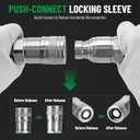1/2" Flat Face ISO 16028 Hydraulic Quick Connect Couplers, 1/2" (#8) JIC Bulkhead Thread, Heavy Duty Hydraulic Coupling with Dust Cap Compatible with Bobcat, Case, Skid Steer Loader