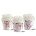 Pink Gingham and Bows Cupcake Wrappers,Pink Gingham Party Supplies, Coquette Bows Decor Party,36PCS