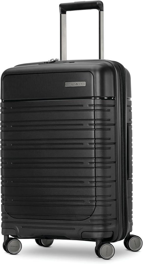 Samsonite Elevation Plus - Carry-On Hardside Luggage with QuickEntry Front Compartment - Scratch Resistant Polypropylene Shell, AirTag Holder, TSA Lock, Airline Approved - Triple Black