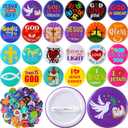 120 Pcs Christian Pins 1.7 Inch, Bible Verse Religious Mini Button Bulk Round Christian Jesus Badges Gift Ideal for Sunday School Prizes Rewards, Party Favors, and Fundraisers, 24 Styles