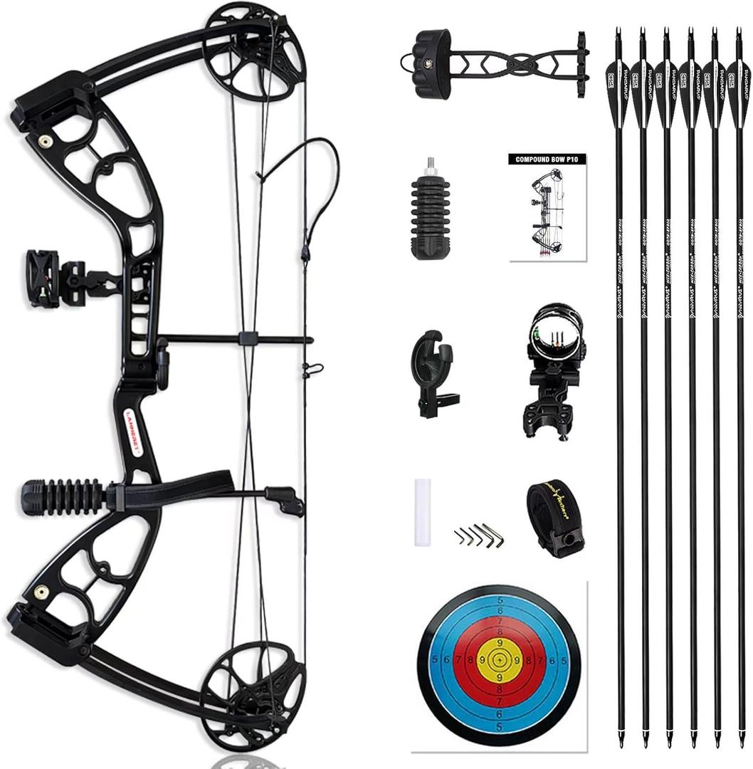 Archery Compounnd Bow Set Fully Adjustable for Adults and Teens,25.4"-32" Draw Length,30-70LBS Draw Weight,Up to 320 FPS,Limbs Made in USA 2025 New