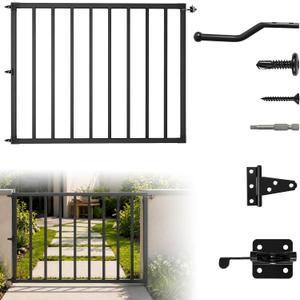 38" H x 48" W Steel Deck Gate Kit with Hinges and Latch Cuttable Outdoor Gate for Deck, Patio, Yard and Residential Garden