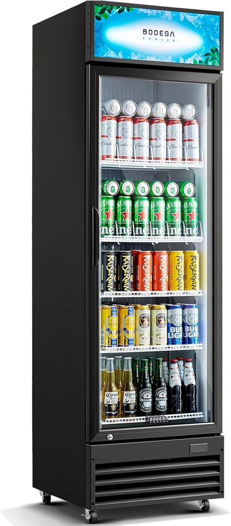 BODEGACOOLER Commercial Beverage Refrigerator, 420 Cans & 120 Bottles Beverage, Commercial Merchandiser Refrigerator with Adjustable Shelves/Automatic defrost,For Kitchen,Office,Outdoor,Bar,Garage. (Black)