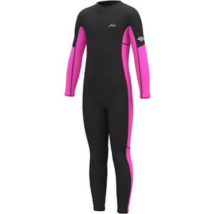 Hevto Kids Wetsuit for Girls Toddler Size 10 Year Child Youth 3/ 2mm Neoprene Wet Suit Full Thermal Swimsuit Swimming in Cold Water (K1-Pink, 10)