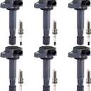 Pindex 6 Pack UF624 UF603 Ignition Coils and Spark Plugs Coil Packs Kit Compatible with Honda Acura 2008-2017 Accord Odyssey Pilot Ridgeline RDX RL TL MDX ZDX 3.5L 3.7L