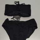 Women's High Cut Bandeau Bikini Set Strapless Solid Color 2 Pieces Bathing Suit Swimsuit
 Size S