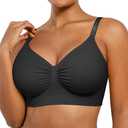 SHAPELLX Wireless Comfy Bra for Women Seamless Bra Non Padded Soft Bralette V Neck Everyday Bras with 4 Rows of Hooks.XXL