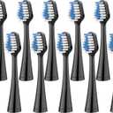 Replacement Toothbrush Heads for Waterpik Complete Care 5.0/9.0 Tooth Brush, Compatible for AquaSonic Duo and Home Dental Center Electric Toothbrush, 10 Count, Black