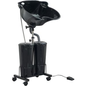 Power-Driven Portable Mobile Shampoo Bowl,Height-Adjustable Tear Free Hair Washing Sink,with Drain Pipe and Bucket,for Beauty Salon,Barber Shop,HomeBlack
