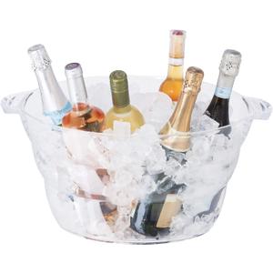 Oggi Acrylic Oval Party Tub - Clear Beverage Cooler w/Handles, Wine Cooler, Beer Chiller, Ideal Party Tubs for Drinks, Use Ice Tub for Indoor or Outdoor Bars, 18.5" x 11" (18.5-Inch by 11-Inch)