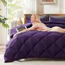 Decroom Lightweight King Comforter Set with 2 Pillow Sham - 3 Pieces Set - Quilted Down Alternative Comforter/Duvet Insert for All Season - Purple - King Size