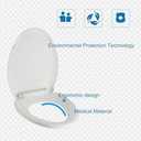 JINGZE Elongated Toilet Seat Slow Close, Quiet Toilet Seat Cover with Never Loosen Durable Toilet Seat Lid Easy to Install & Clean, Polypropylene (PP), White