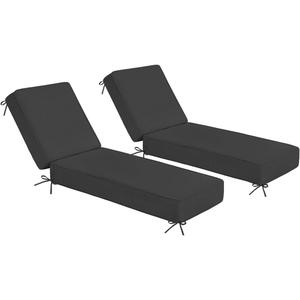 Sundale Outdoor Olefin Chaise Lounge Cushion Set of 2, Water-Resistant Patio Lounge Chair Cushion, Thick Lounger Pad with 8 Straps Dark Gray, 80 x 26 x 6 Inches