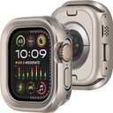 Amizee 2 in 1 Metal Rugged Case Compatible with Apple Watch Ultra 3/2/1 Case 49mm, Aluminum Shockproof Protective Bumper Cover for iWatch 49mm, Original