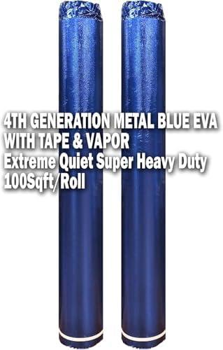 200SQFT AMERIQUE 4TH Generation High-Density Luxury Metal Blue 2MM Thick EVA Foam Flooring Underlayment Padding with Tape & Vapor Barrier, Elasticized Closed-Cell Technology
