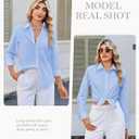 Button Down Shirts for Women Wrinkle Resistance Dress Shirts Collared Long Sleeve Formal Tops (L)