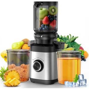 Juicer Machines, Cold Press Juicer Fit Whole Fruits and Vegetables, Slow Masticating Juicers with Wide Feed Chute, High Juice Yield, BPA Free