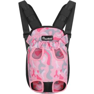 Pawaboo Pet Carrier Backpack, Adjustable Pet Front Cat Dog Carrier Backpack Travel Bag, Legs Out, Easy-Fit for Traveling Hiking Camping for Small Medium Dogs, Medium Size, Pink Camouflage