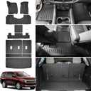 Floor Mats & Cargo Mats Set for 2022-2025 Chevy Tahoe/GMC Yukon 7 Seats with 2nd Row Bucket Seats, All Weather Floor Liners with Rear Trunk Mat for 22-25 Chevrolet Tahoe/GMC Yukon Accessories