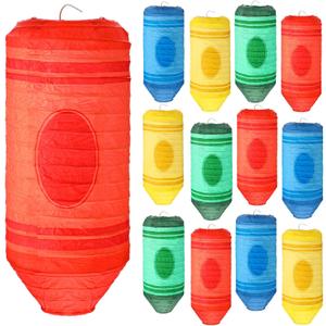 12 Pcs Crayon Hanging Paper Lanterns Party Decorations Colorful Classroom Decor 10 Inch Crayon Paper Lanterns Back to School Ceiling Decorations First Day of School Ceiling Classroom Supplies