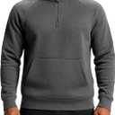 Men's Quarter Zip Pullover Sweatshirts Fleece Sweatshirt Stand Collar Long Sleeve Shirt with kangaroo Pocket (Large, Dark Vintage Heather)