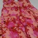 KIRUNDO Women's Summer Dresses Sleeveless Ruffle Sleeve Round Neck Solid Loose Short Flowy Pleated Mini Babydoll Dress (Small, Floral Rose Red)