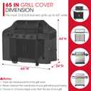 Unicook Grill Cover 65 Inch for Outdoor Grill, Heavy Duty Waterproof BBQ Cover with Side Handles and Air Vents, Weather Resistant, Compatible with Weber Charbroil Nexgrill Kenmore Gas BBQs, Black