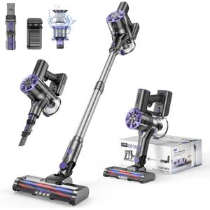 Comvtu Cordless Vacuum Cleaner Rechargeable with 2600mAh Detachable Battery, Powerful Vacuums with 2 Adjustable Modes, Lightweight Portable Stick Vacuum for Home (Indigo Purple)
