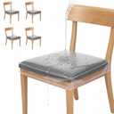 Houseables Plastic Chair Covers, Plastic Seat Covers for Dining Chairs, Seat Protectors, Vinyl, Waterproof, Clear Cushion Protector for Cats, Kids, Kitchen Room Table, Fits 16-18 Inch, 4 Pack Set