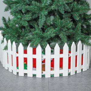 White Christmas Tree Fence 4 pcs 9.8x11.8 Inch Christmas Tree Gate for Dogs Cats Wedding Party Decoration Indoor Garden Border Grass Lawn Edge Fence (39.4 Inch Total)