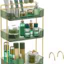 SONGMICS Makeup Organizer, 3-Tier Skincare Organizer Countertop, Customizable, 2 Types of Accessories, Jewelry Holder, for Vanity, Bedroom, Bathroom, Pale Green UJKA013C01