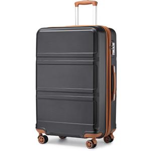 Kono 28 Inch Luggage Expandable Suitcase with Spinner Wheels TSA Lock Lightweight PC+ABS Hardside Large Checked Luggage Durable Rolling Suitcase Apricot Black