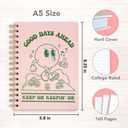Pink Green Aesthetic Hardcover Notebooks for Work, A5 size 5.8 x 8.3 inch, Cute Notebooks for School 4 Pack, Retro Notebooks College Ruled, Cute Spiral Journal for Women, Kids Back to School Notebook