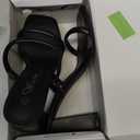 Athlefit Women's Square Open Toe Two Strap Heeled Sandals Slip On Block Chunky Black Heels Sandals Size 8.5