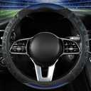 PU Leather Steering Wheel Cover 14.5-15 Inch, Carbon Fiber Style Grip, Non-Slip & Breathable, Universal for Sedan SUV Truck Van, Car Steering Wheel Cover for Men Women Dark Blue