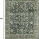 Washable 9x12 Area Rugs for Living Room, Boho Non-Slip Vintage Distress Lager Rugs for Bedroom Dining Room Nursery Office, 0.3" Neutral Oriental Throw Thin Carpet, Sage Green/Multi, E1