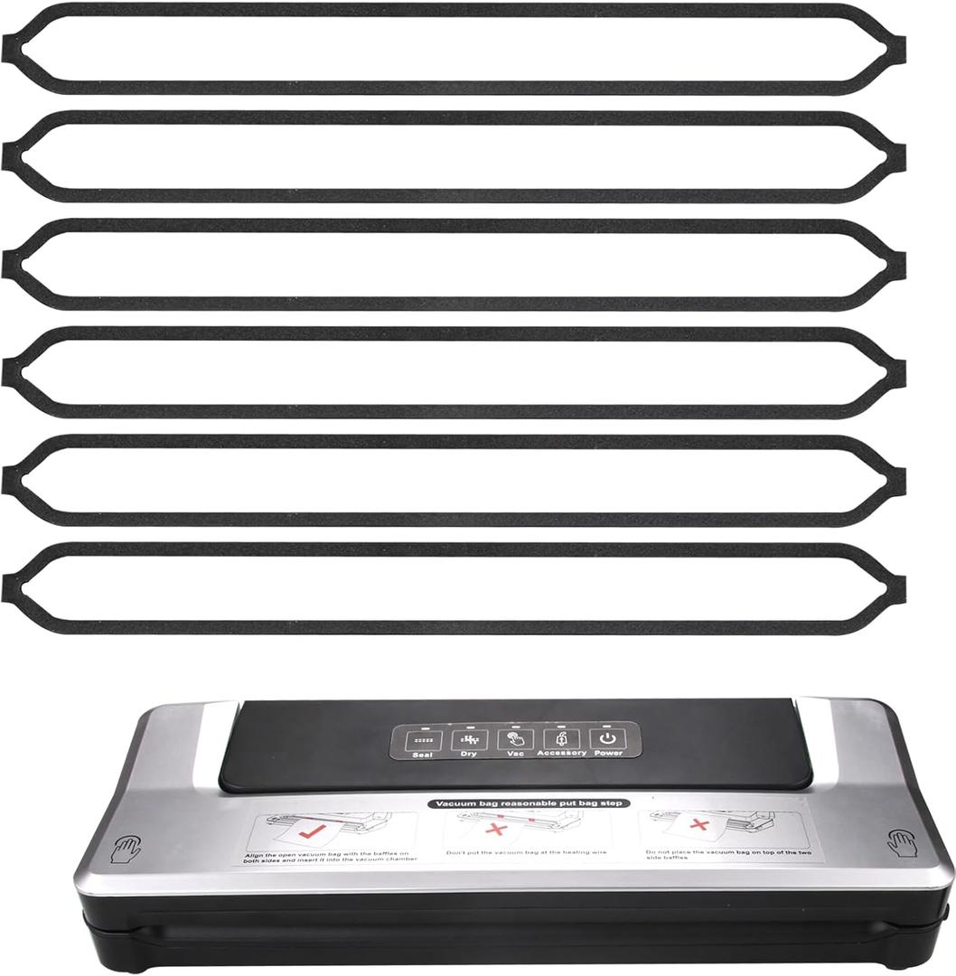 6 Pack Foam Replacement Gaskets compatible with Bonsenkitchen Vacuum Sealer Machine,Replacement Gaskets for Bonsenkitchen Vacuum Sealer Machine VS2100(12.9 in x 1.2 inc x 0.85 in)