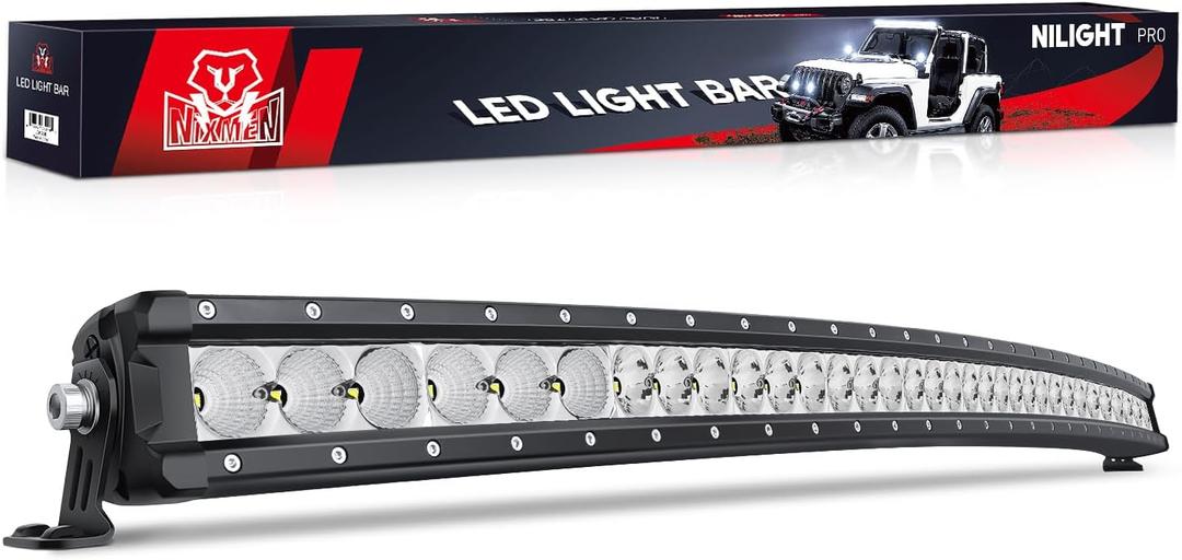 Nilight Curved LED Light Bar 42 Inch 165 W Flood Spot Combo Beam 16500LM P8/5W Chips Offroad Driving Single Row Slim Lights IP68 for UTV Truck RZR SUV ATV Boat