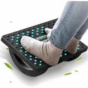 Foot Rest for Under Desk at Work - Ergonomic Foot Stools for Under Office Desk - Rocking Footrest with Roller Massager - Leg Rest for Chair, Computer Gaming - Promote Leg Circulation (Black)