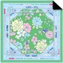 31.5" Green Floral Mahjong Mat Set and 4 Rack with Pushers