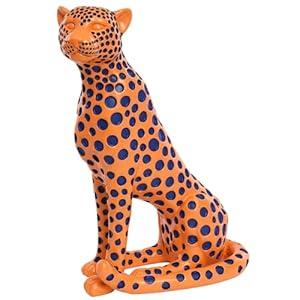 Quoowiit Statues for Home Decor, Modern Sculptures and Statues Decorations for Living Room, Bedroom, Table, Bookshelf, White Resin Leopard Art Decorative Sculpture with Black Polka Dots Design