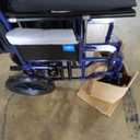 Medline Heavy Duty Transport Chair supports up to 500 lbs., Bariatric Transport Wheelchair, 22" x 18" Seat, Blue Frame